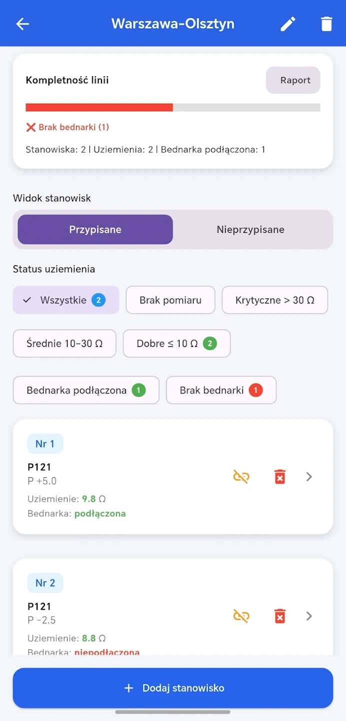Zrzut ekranu aplikacji xLinia