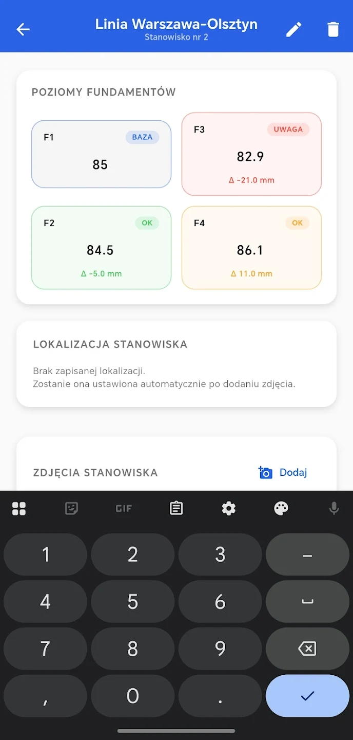Zrzut ekranu aplikacji xLinia